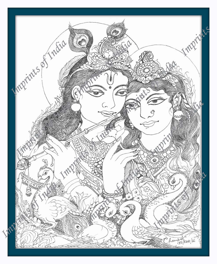 Black Jel pen Mandala Art Radha krishna sketch, Size: 210x297mm at Rs  850/piece in Delhi